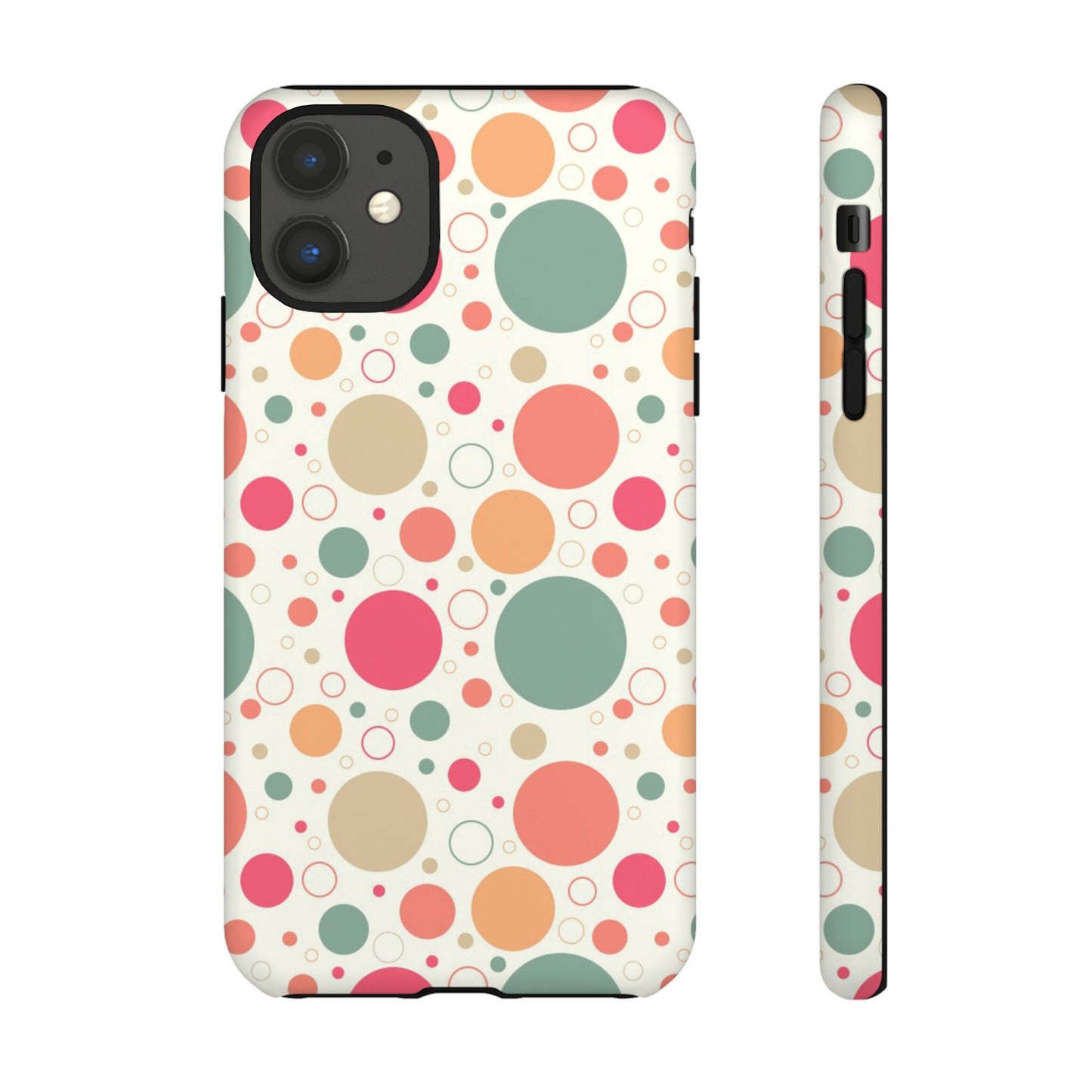 iPhone 11,  iPhone 11 Pro, iPhone 11 Tough Cases Bubbles Coral Green Yellow Circles Round Colors