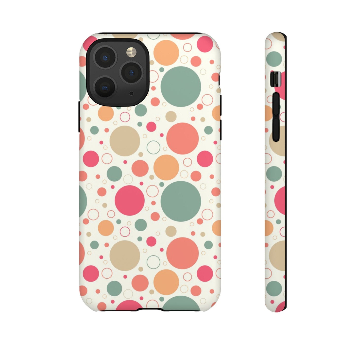 iPhone 11,  iPhone 11 Pro, iPhone 11 Tough Cases Bubbles Coral Green Yellow Circles Round Colors