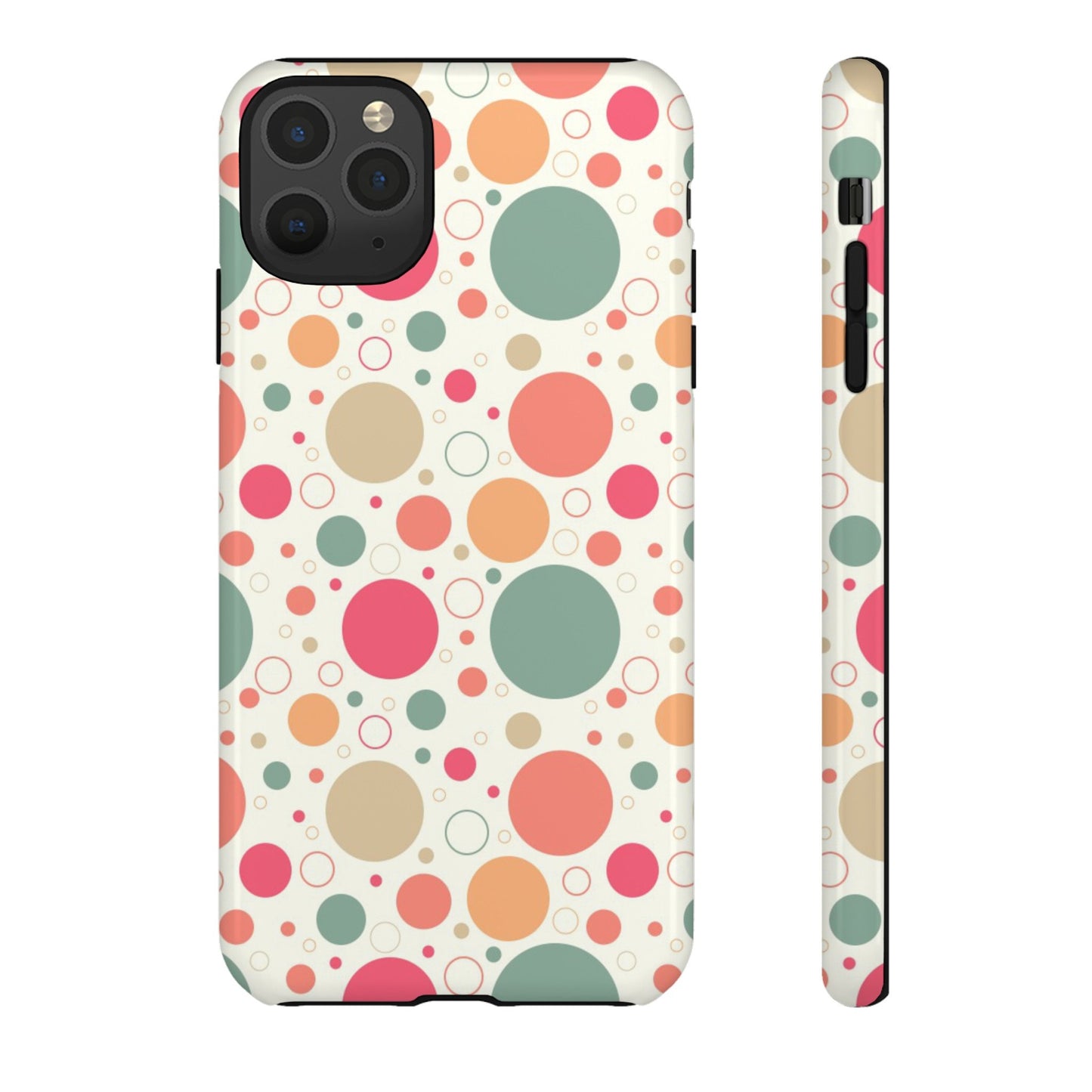 iPhone 11,  iPhone 11 Pro, iPhone 11 Tough Cases Bubbles Coral Green Yellow Circles Round Colors