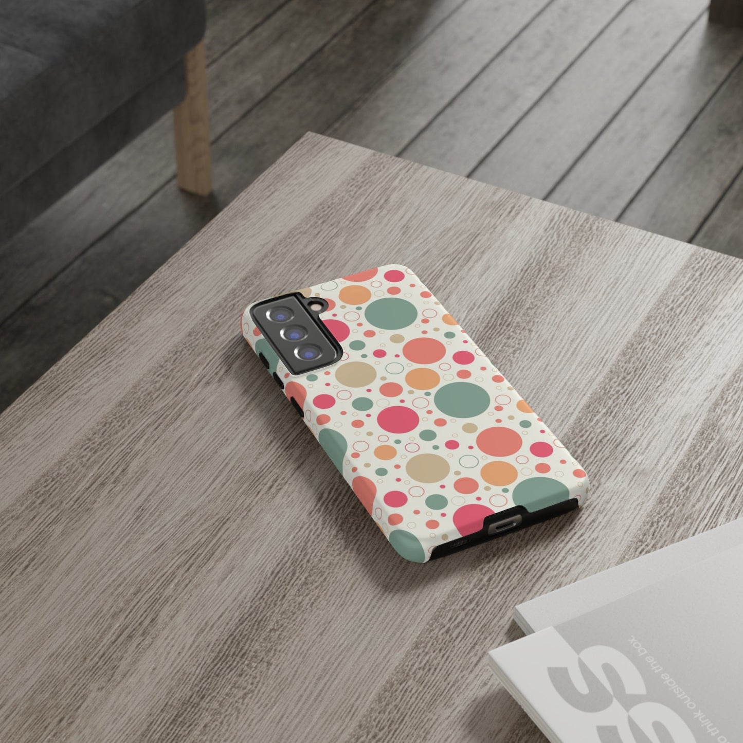 Samsung Galaxy S21 Samsung Galaxy S21 Plus Samsung Galaxy S21 Ultra S21 FE Tough Cases Bubbles Coral Green Yellow Circles Round Colors