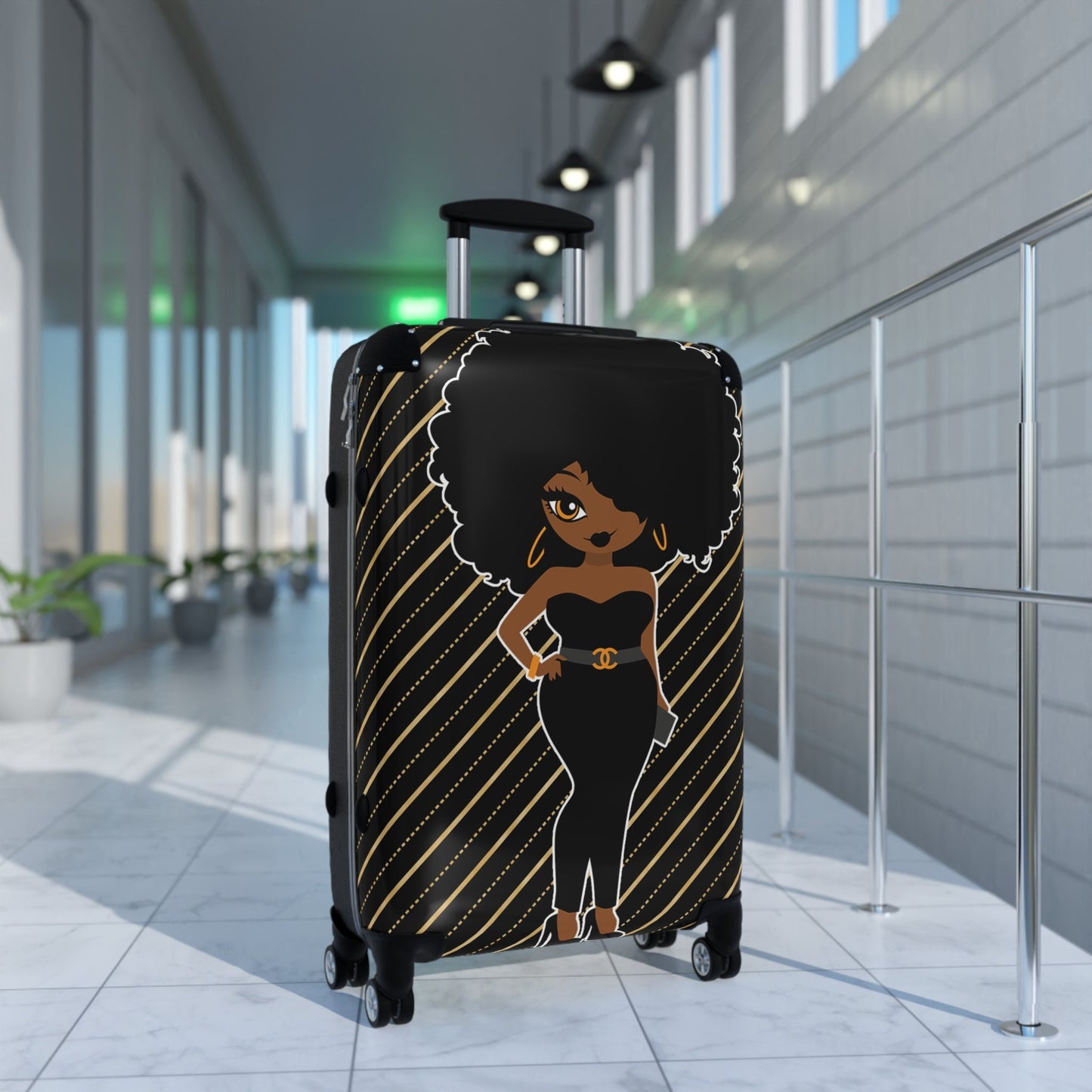 African American Woman Black Woman Rolling Suitcase Gift for Her Travel Gift Vacation Suitcase