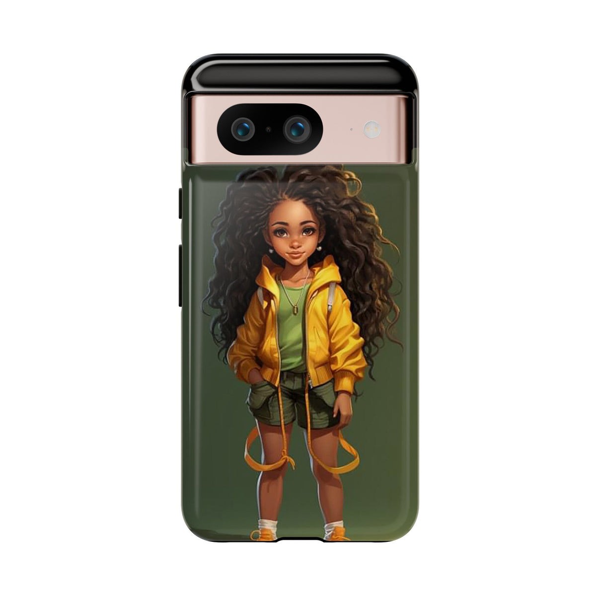 Google Pixel 8 Google Pixel 8 Pro Tough Case African American Young Woman Black in Yellow Hoodie Yellow Sweatshirt