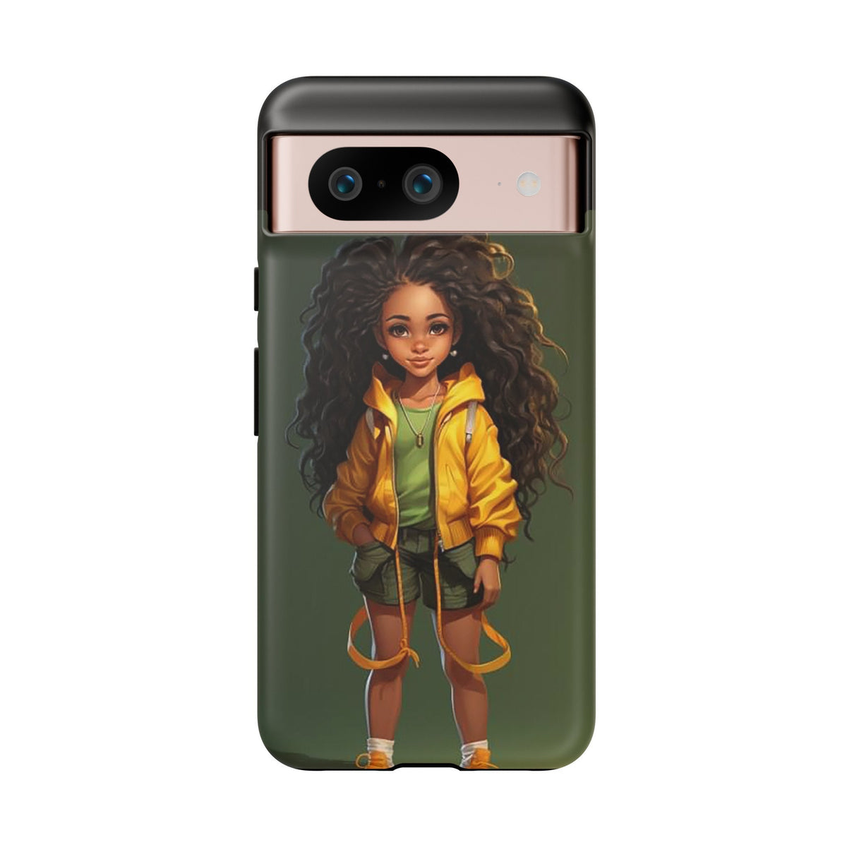 Google Pixel 8 Google Pixel 8 Pro Tough Case African American Young Woman Black in Yellow Hoodie Yellow Sweatshirt
