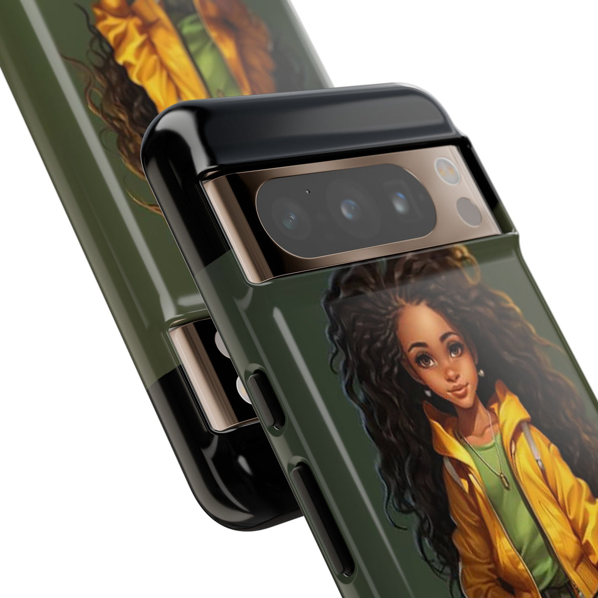 Google Pixel 8 Google Pixel 8 Pro Tough Case African American Young Woman Black in Yellow Hoodie Yellow Sweatshirt