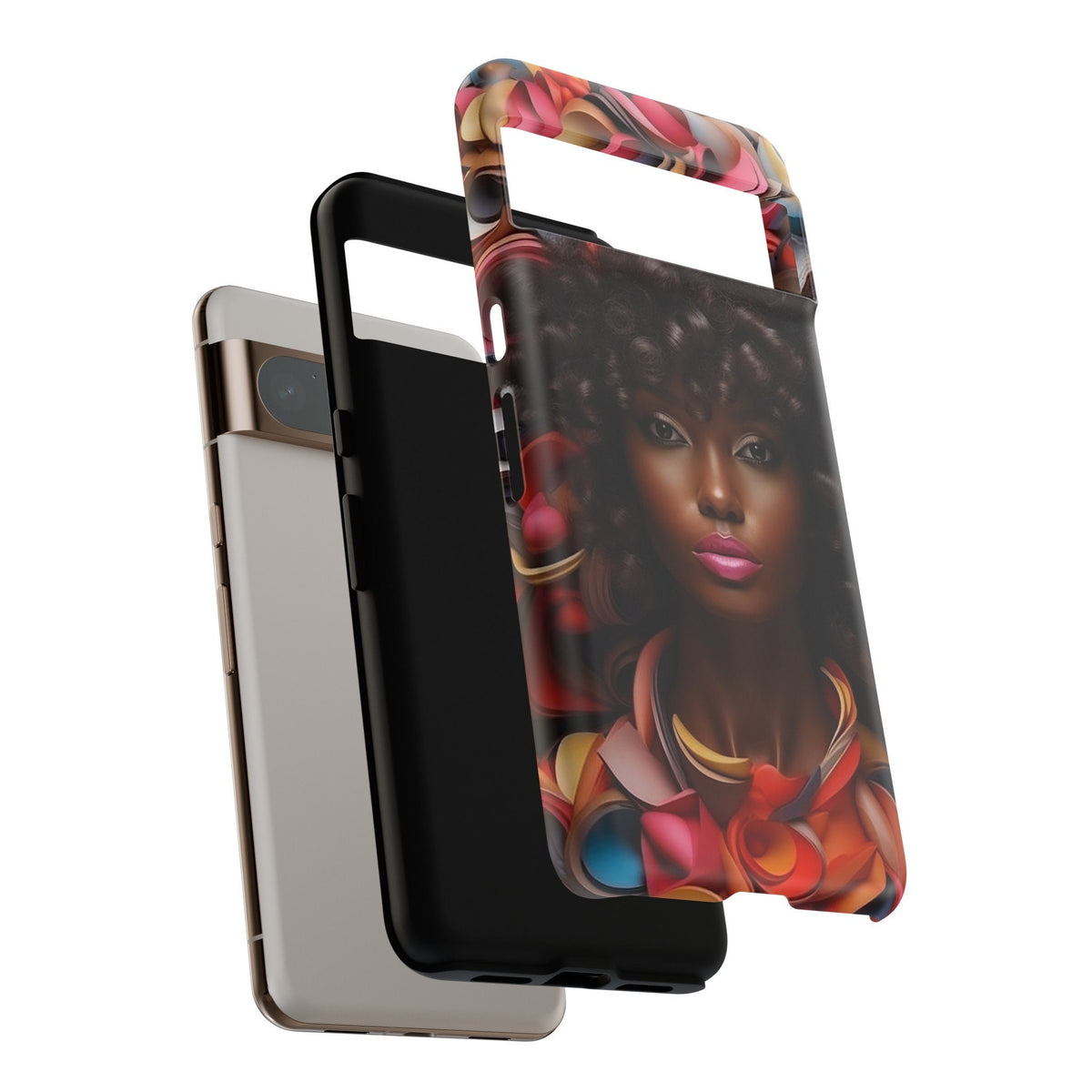 Google Pixel 8 Google Pixel 8 Pro Tough Cases African American Woman Black Women in Flowers Red Yellow Orange
