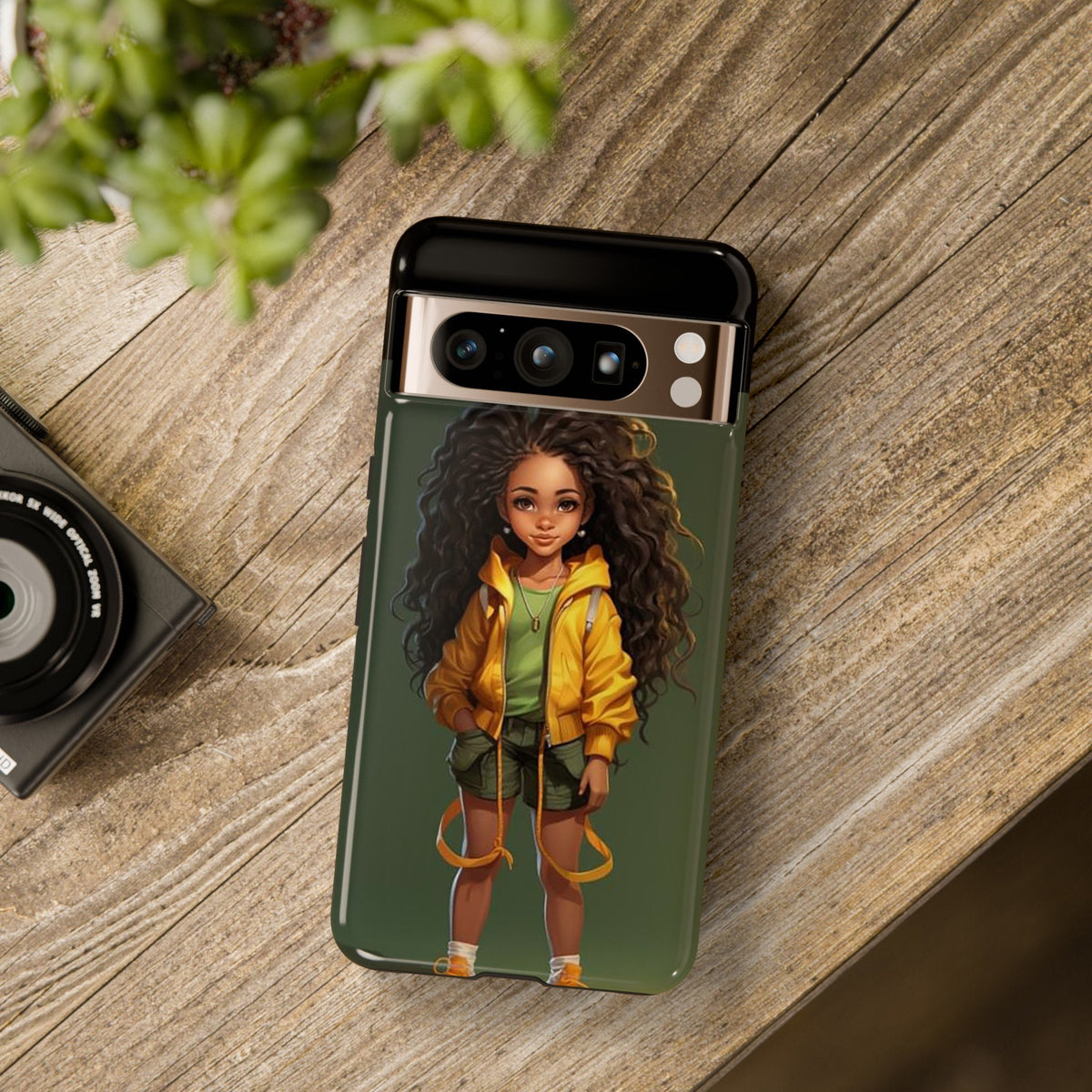 Google Pixel 8 Google Pixel 8 Pro Tough Case African American Young Woman Black in Yellow Hoodie Yellow Sweatshirt