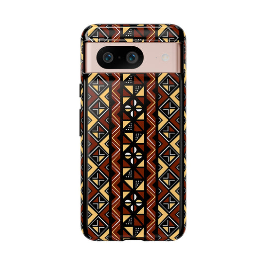Google Pixel 8 Google Pixel 8 Pro Tough Cases Brown Black Yellow African Design Pattern