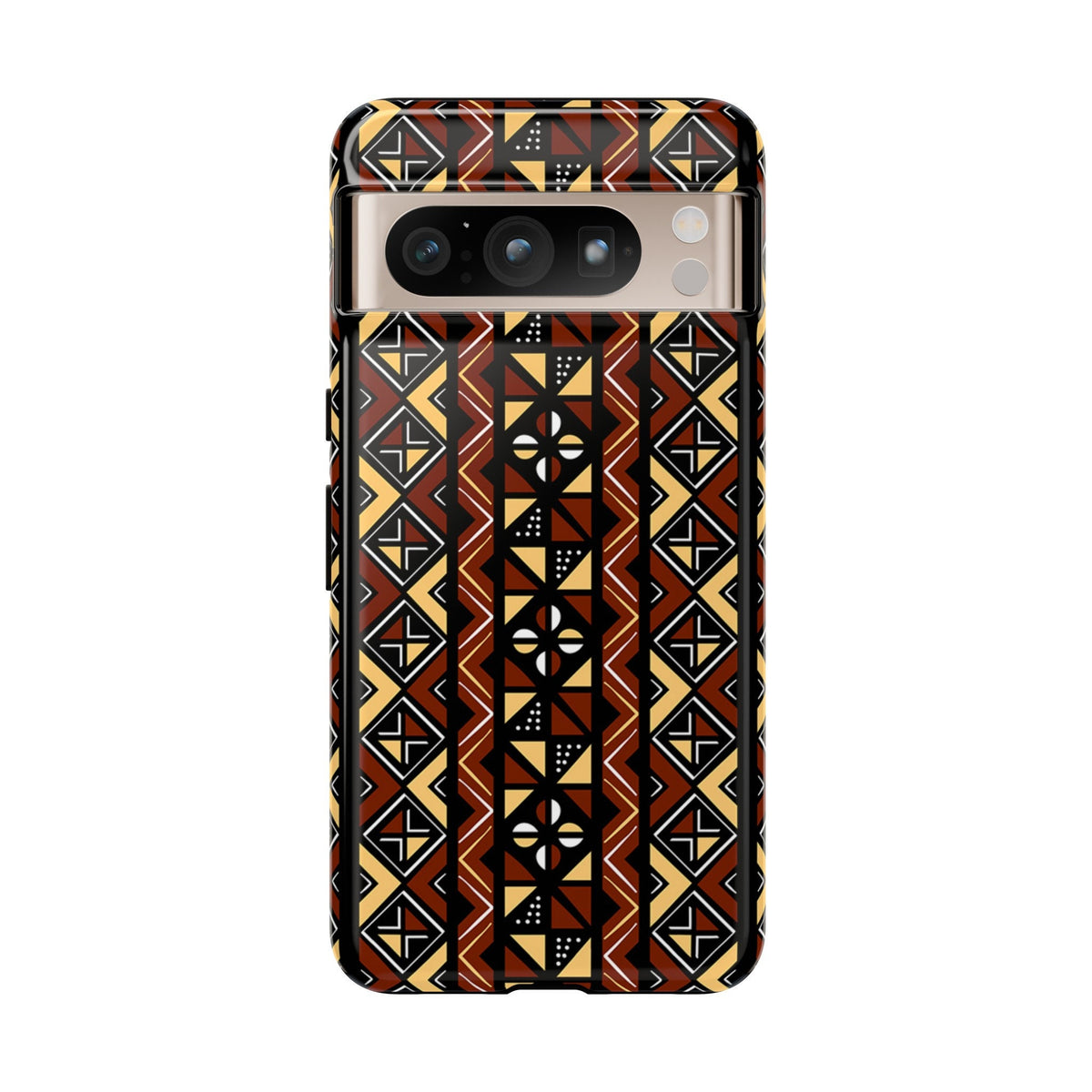 Google Pixel 8 Google Pixel 8 Pro Tough Cases Brown Black Yellow African Design Pattern