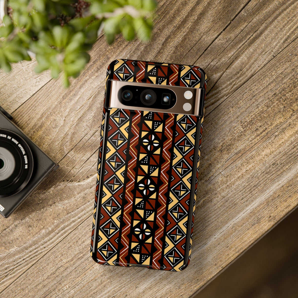 Google Pixel 8 Google Pixel 8 Pro Tough Cases Brown Black Yellow African Design Pattern