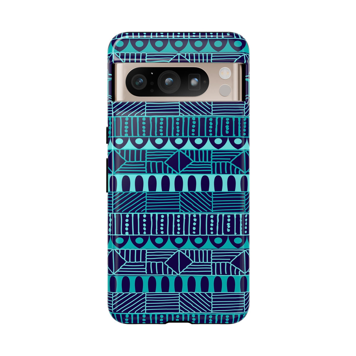 Google Pixel 8 Google Pixel 8 Pro Tough Cases Blue Navy Batik African Design Pattern Teal Light Blue