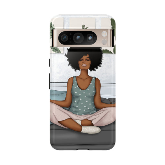Google Pixel 8 Pro Google Pixel 8 Tough Cases African American Woman Black Woman Yoga Namaste Peace Joy