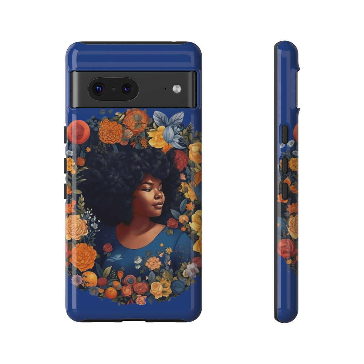 Google Pixel 7 Tough Cases African American Black Women in Flower Wreath Blue Green Orange