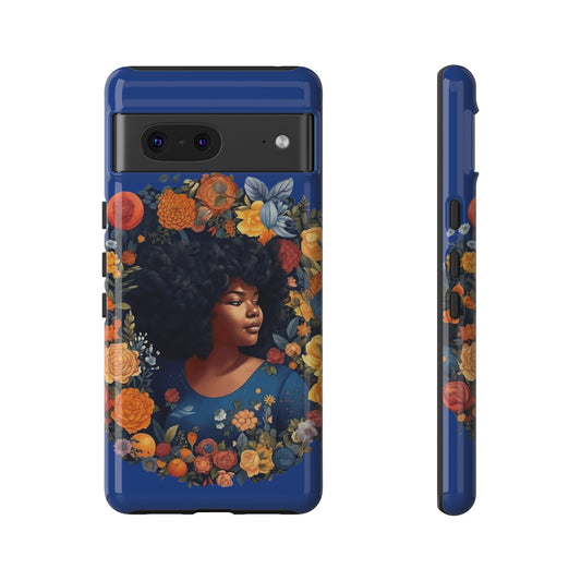 Google Pixel 7 Tough Cases African American Black Women in Flower Wreath Blue Green Orange