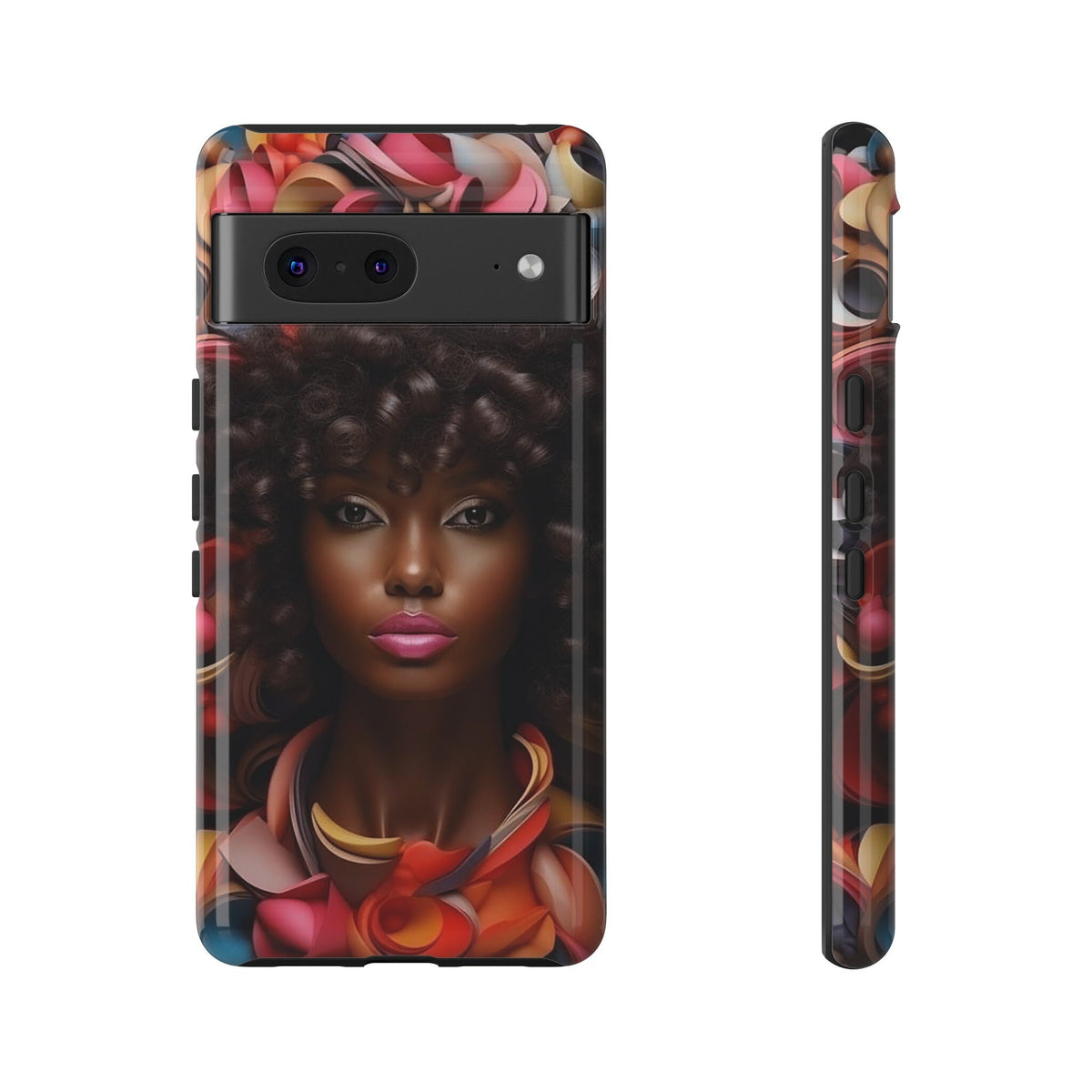 Google Pixel 7 Tough Cases African American Woman Black Women in Flowers Red Yellow Orange