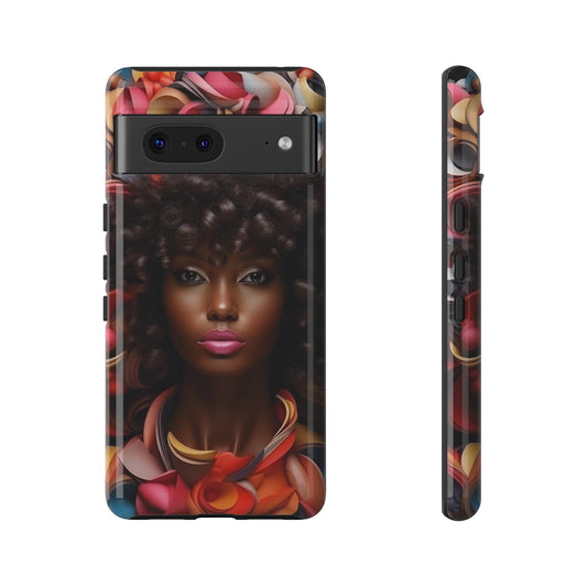 Google Pixel 7 Tough Cases African American Woman Black Women in Flowers Red Yellow Orange