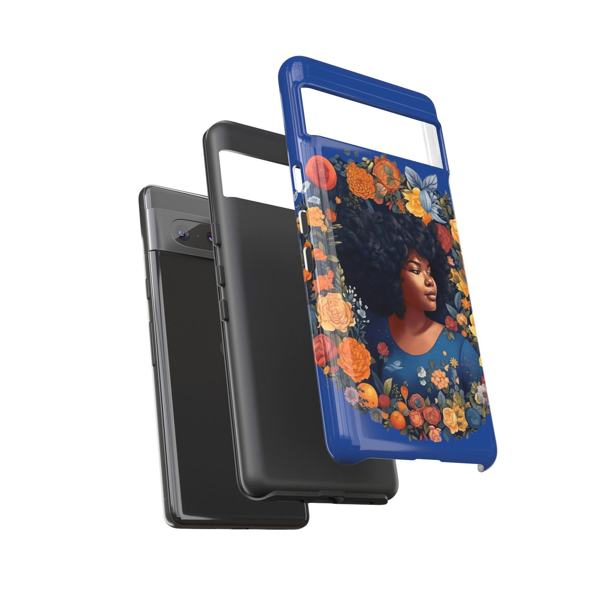 Google Pixel 7 Tough Cases African American Black Women in Flower Wreath Blue Green Orange