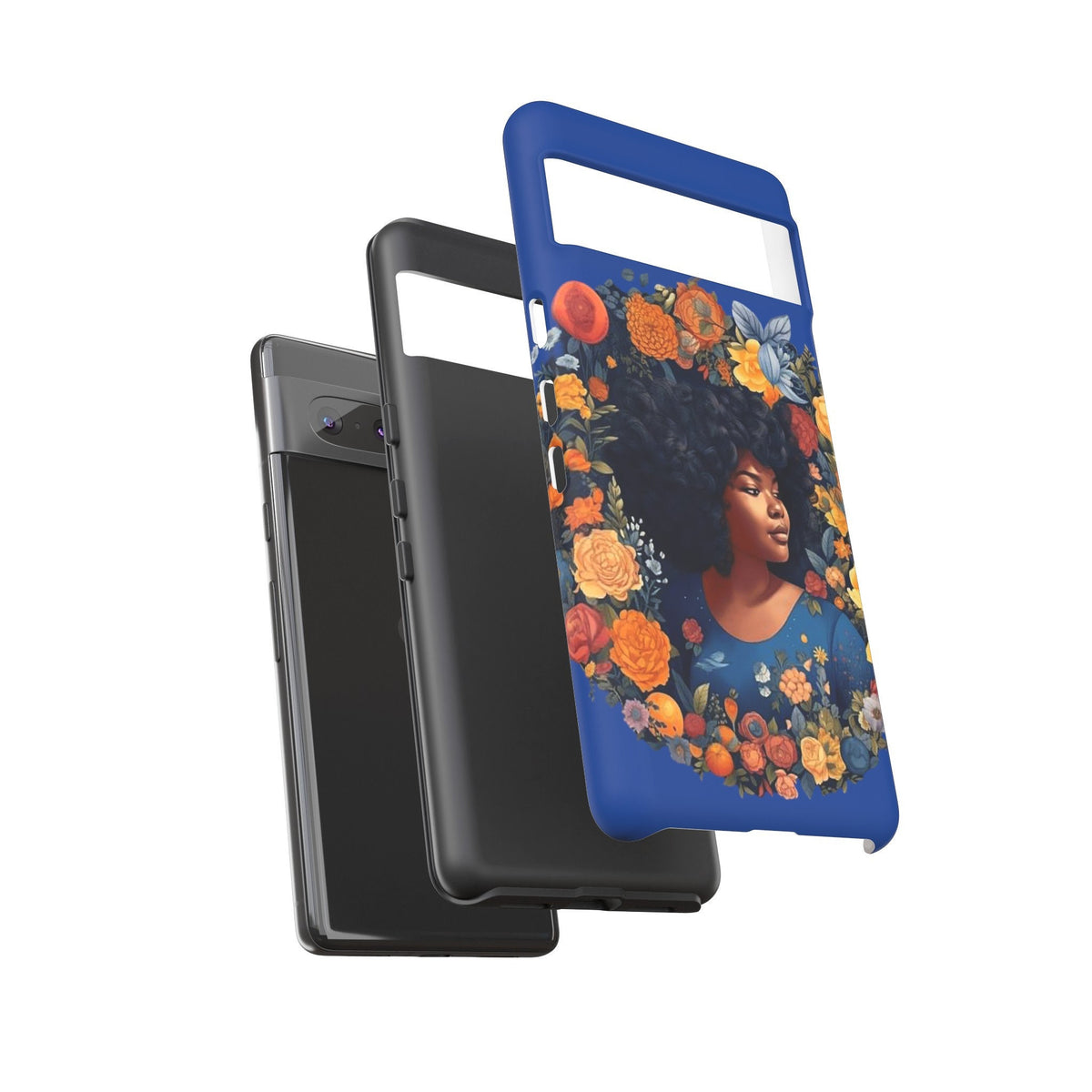Google Pixel 7 Tough Cases African American Black Women in Flower Wreath Blue Green Orange