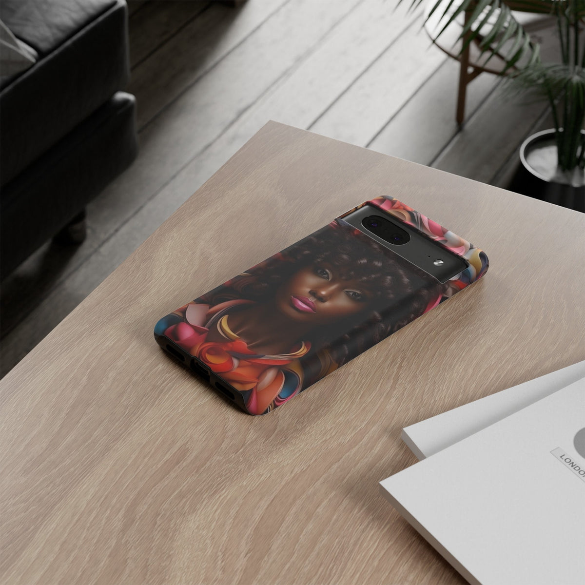 Google Pixel 7 Tough Cases African American Woman Black Women in Flowers Red Yellow Orange