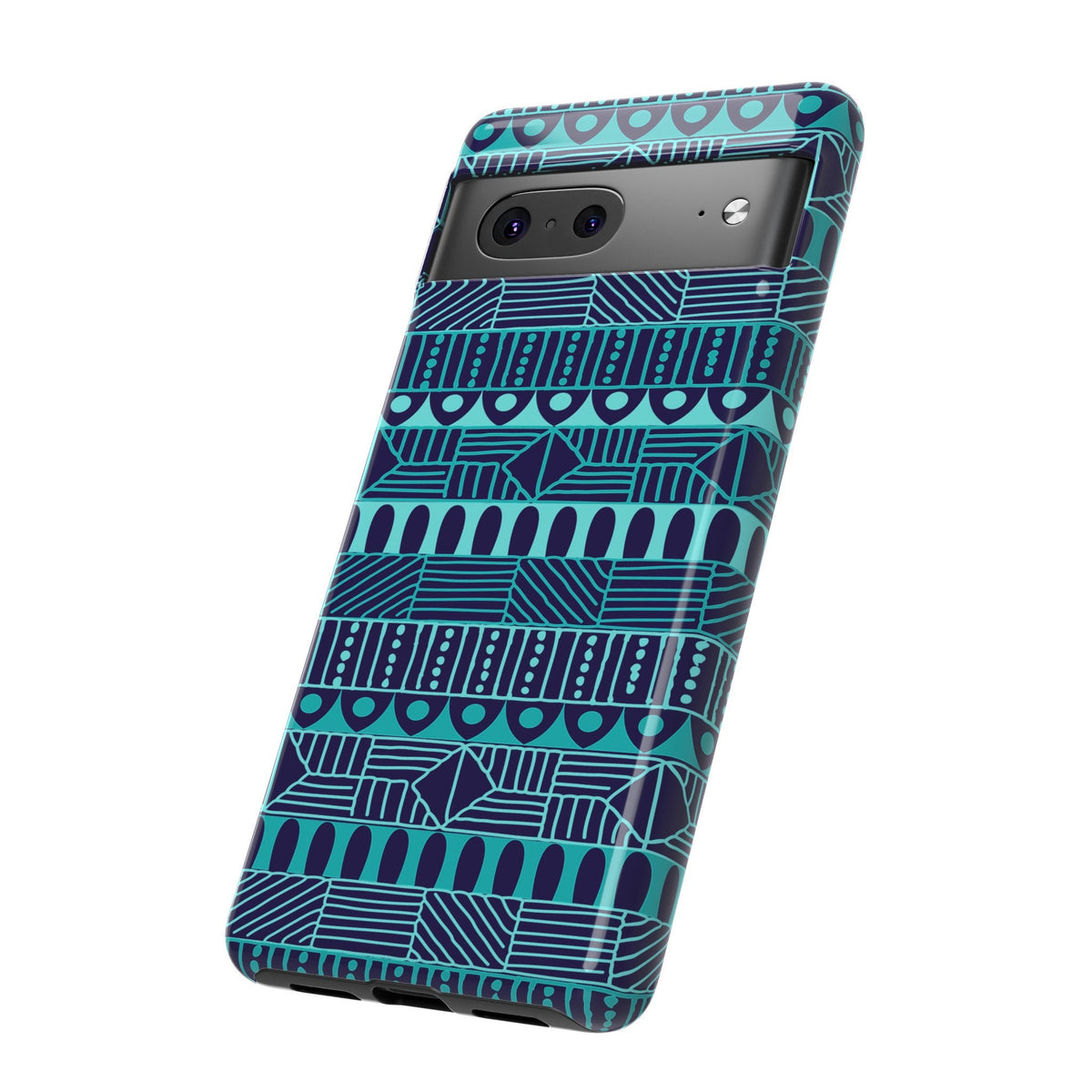 Google Pixel 7 Tough Cases Blue Navy Batik African Design Pattern Teal Light Blue