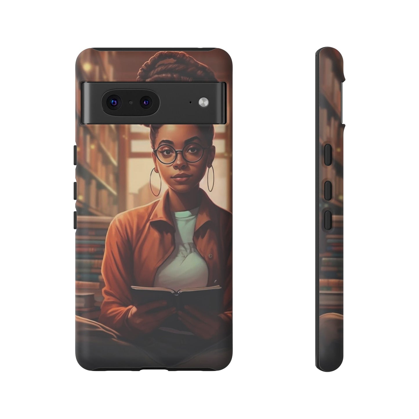 Google Pixel 7 Tough Cases African American Reader Woman Girl Book Dragon Power Reader