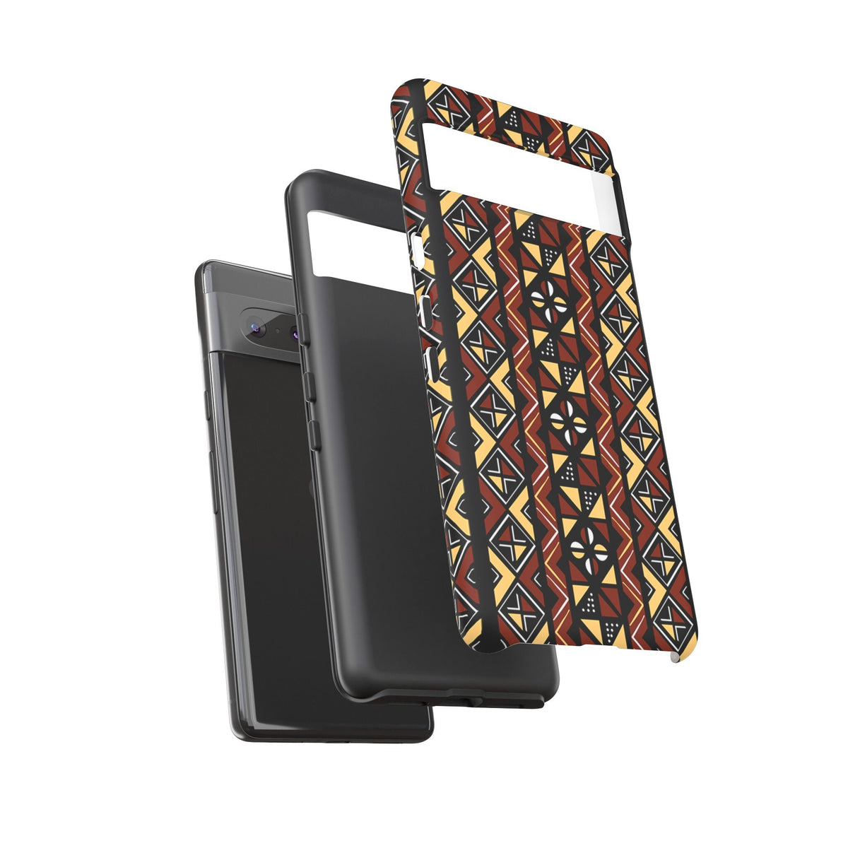 Google Pixel 7 Tough Cases Brown Black Yellow African Design Pattern