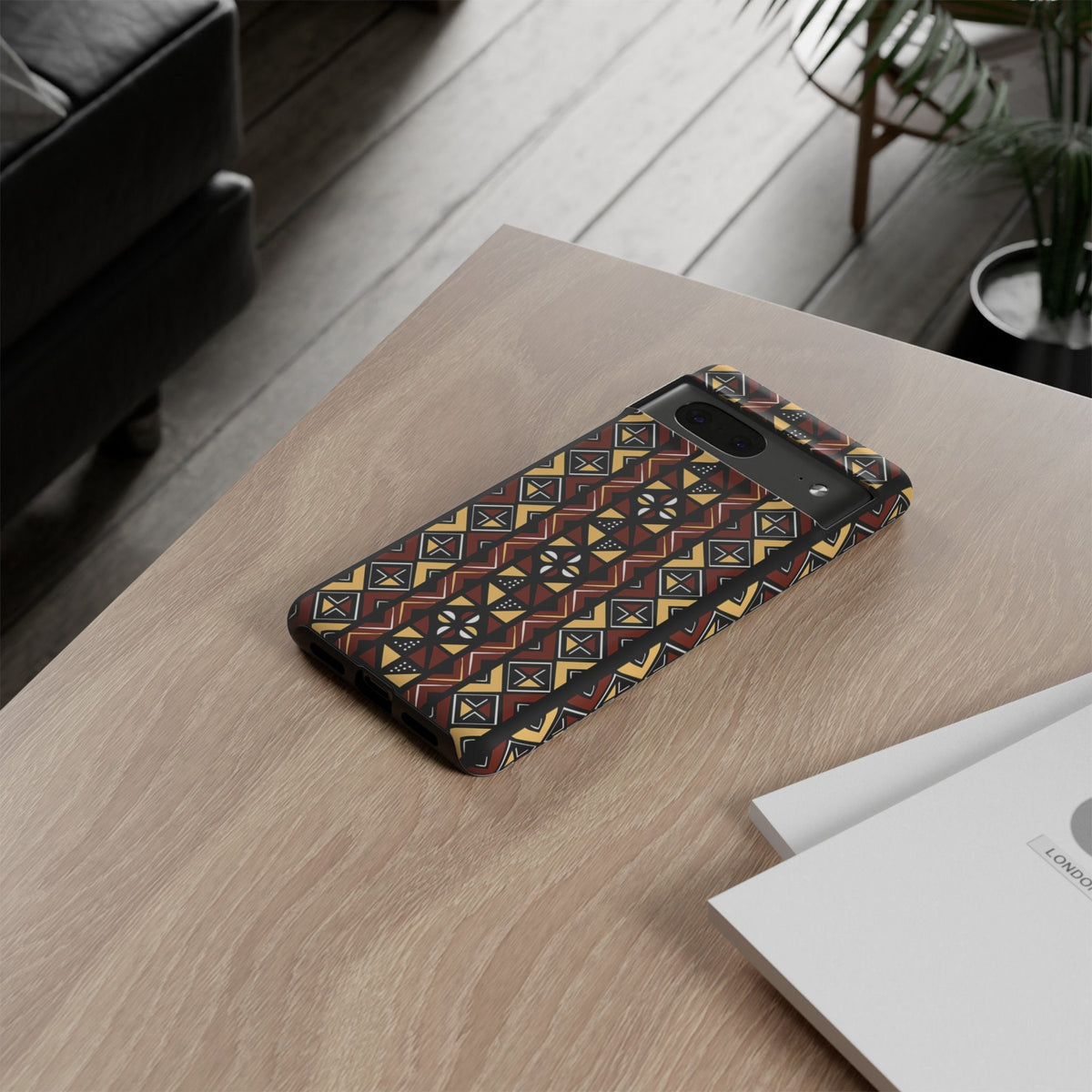 Google Pixel 7 Tough Cases Brown Black Yellow African Design Pattern