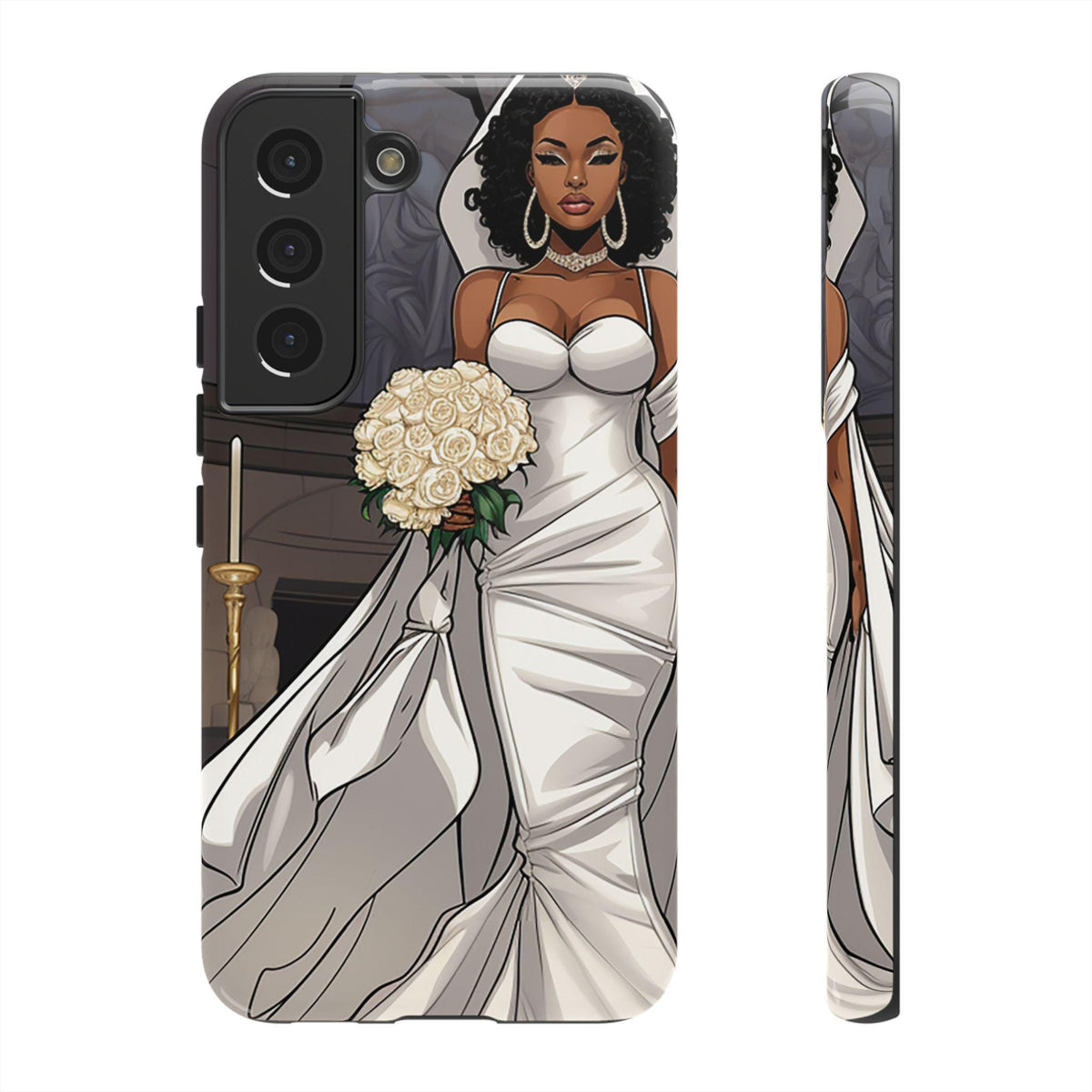 Samsung Galaxy S22 Samsung Galaxy S22 Plus Samsung Galaxy S22 Ultra Tough Case African American Bride Black bride wedding Dress Wedding Gown