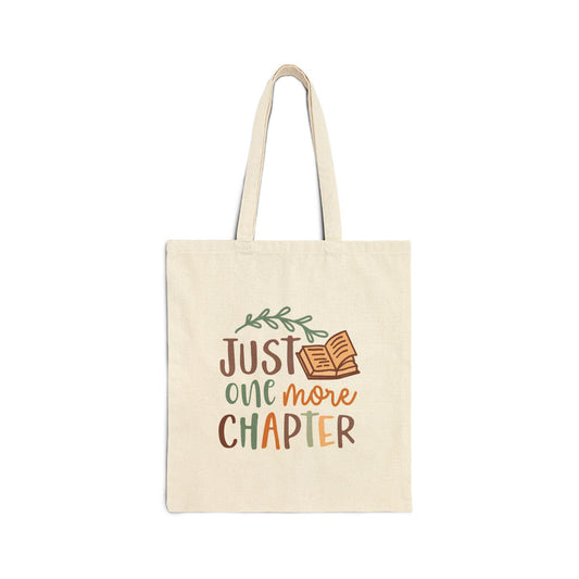 Just One More Chapter Cotton Canvas Tote Bag - Book Dragon, Book Nerd, Power Reader, Book Worm Gift