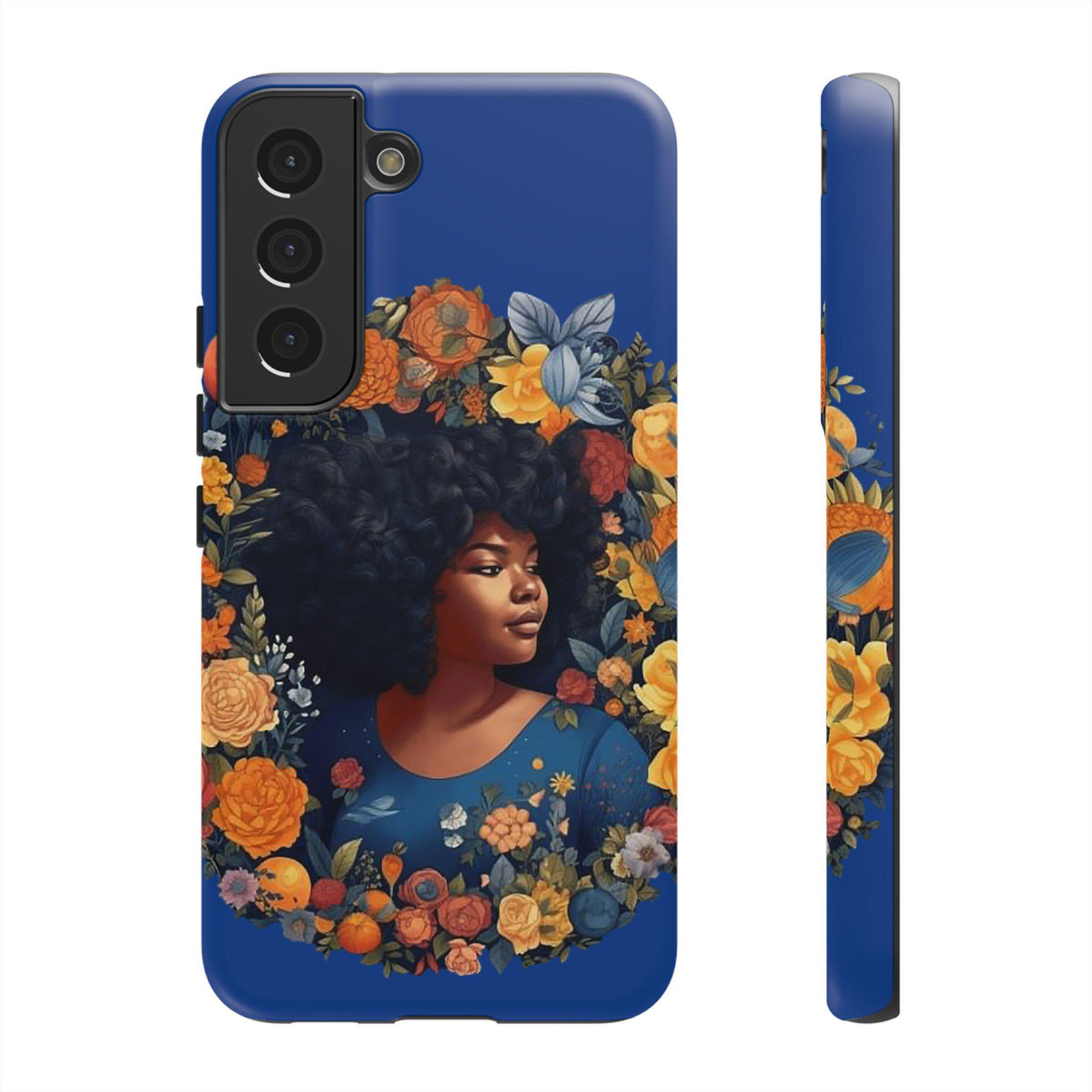 Samsung Galaxy S22 Samsung Galaxy S22 Plus Samsung Galaxy S22 Ultra Tough Case African American Black Women Flower Wreath Blue Green Orange