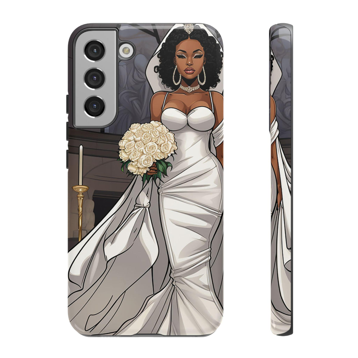 Samsung Galaxy S22 Samsung Galaxy S22 Plus Samsung Galaxy S22 Ultra Tough Case African American Bride Black bride wedding Dress Wedding Gown