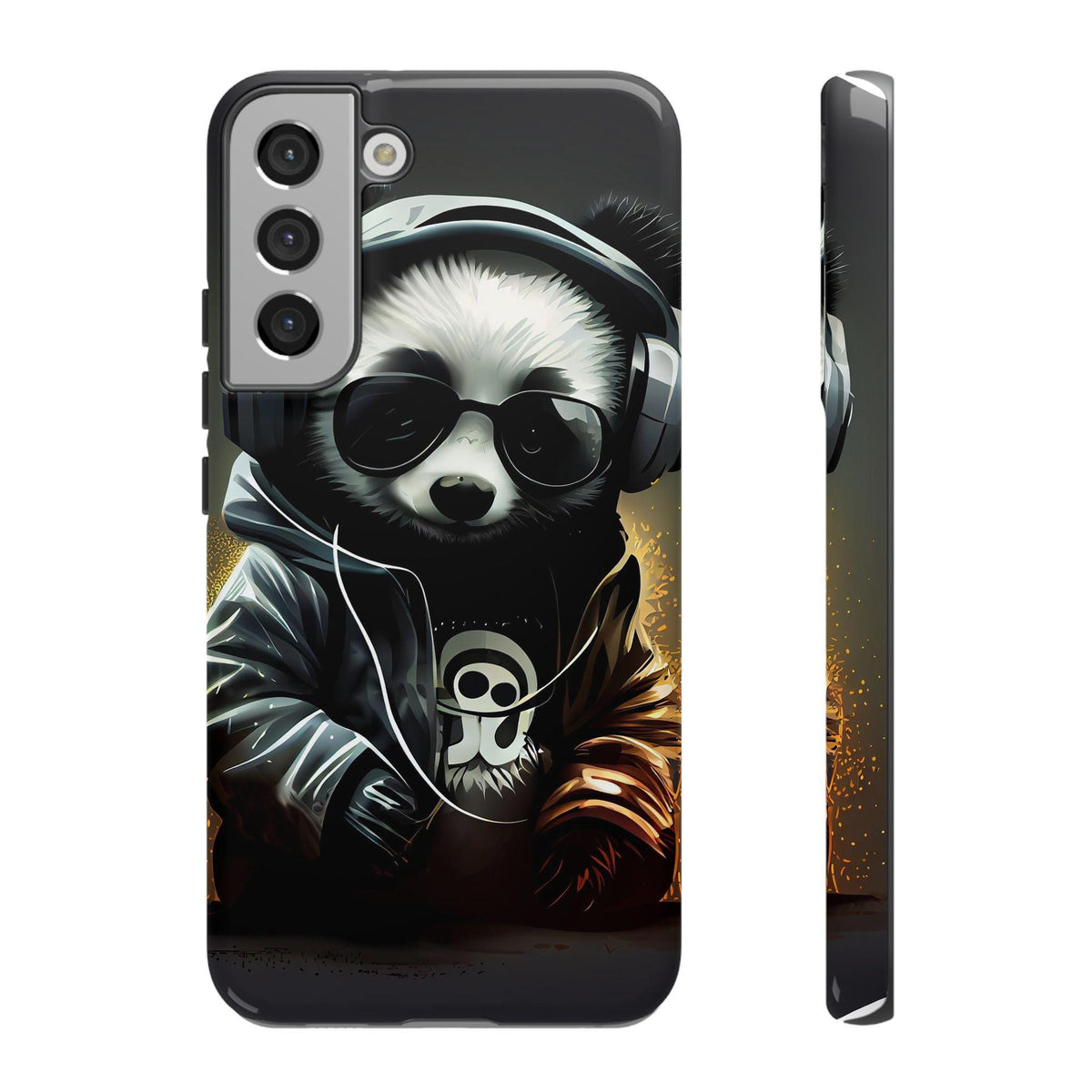 Samsung Galaxy S22 Samsung Galaxy S22 Plus Samsung Galaxy S22 Ultra Tough Case Black White Panda Headphones Audiophile Stereo headset bear