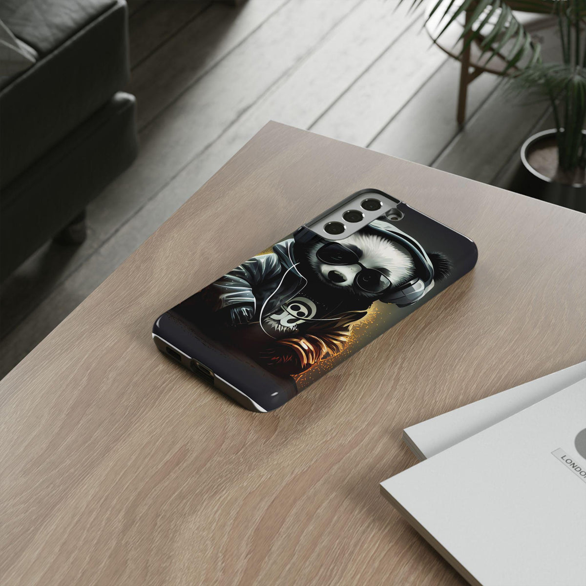 Samsung Galaxy S22 Samsung Galaxy S22 Plus Samsung Galaxy S22 Ultra Tough Case Black White Panda Headphones Audiophile Stereo headset bear
