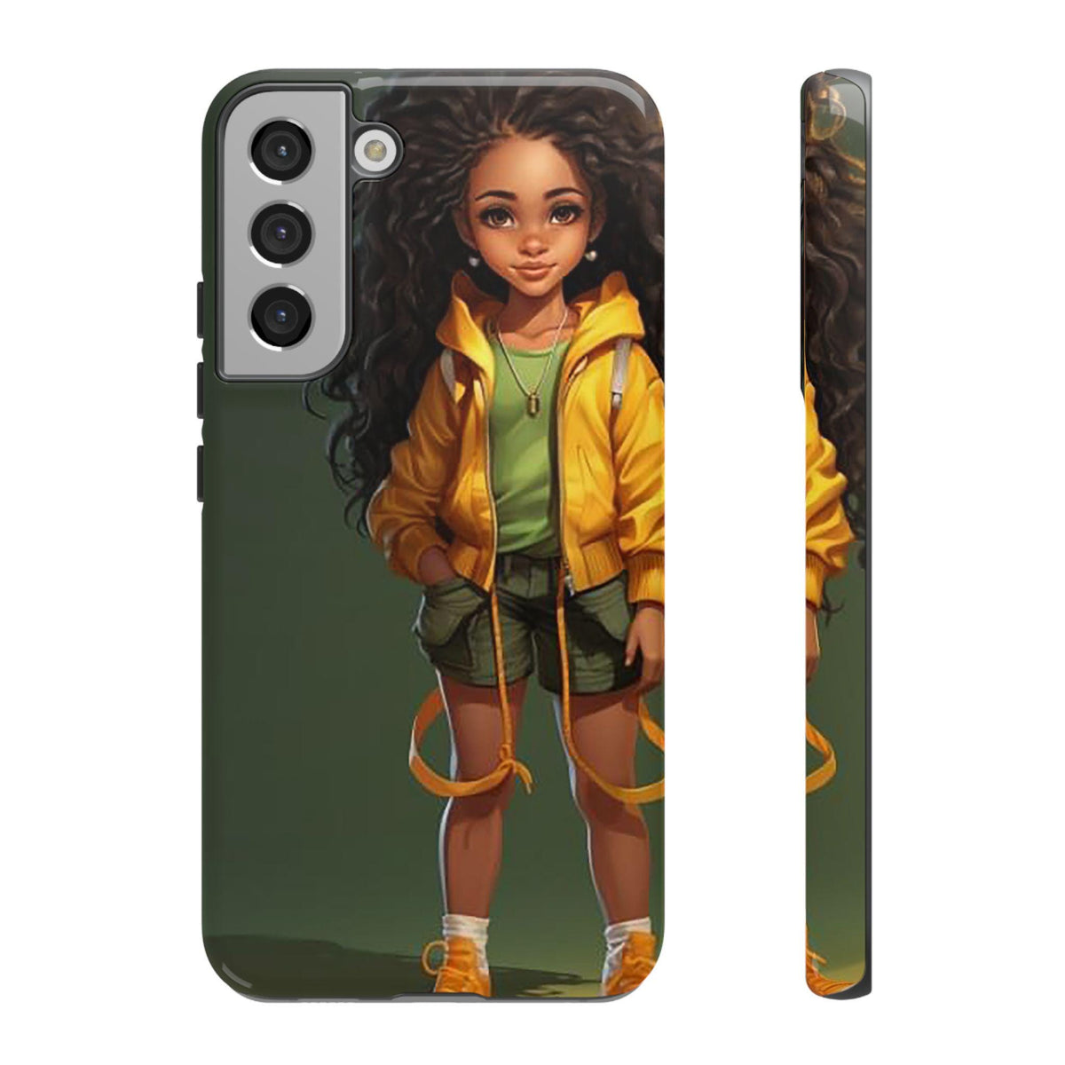Samsung Galaxy S22 Samsung Galaxy S22 Plus Samsung Galaxy S22 Ultra Tough Case African American Woman Black Yellow Hoodie Yellow Sweatshirt