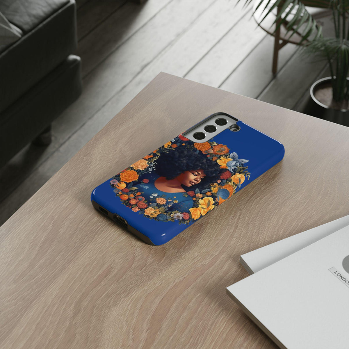 Samsung Galaxy S22 Samsung Galaxy S22 Plus Samsung Galaxy S22 Ultra Tough Case African American Black Women Flower Wreath Blue Green Orange