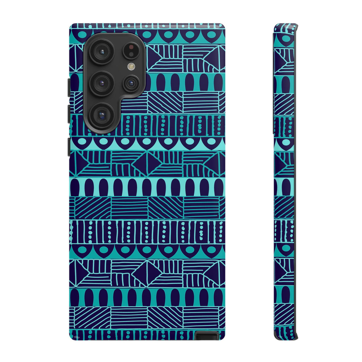 Samsung Galaxy S22 Samsung Galaxy S22 Plus Samsung Galaxy S22 Ultra Tough Cases Blue Navy Batik African Design Pattern Teal Light Blue