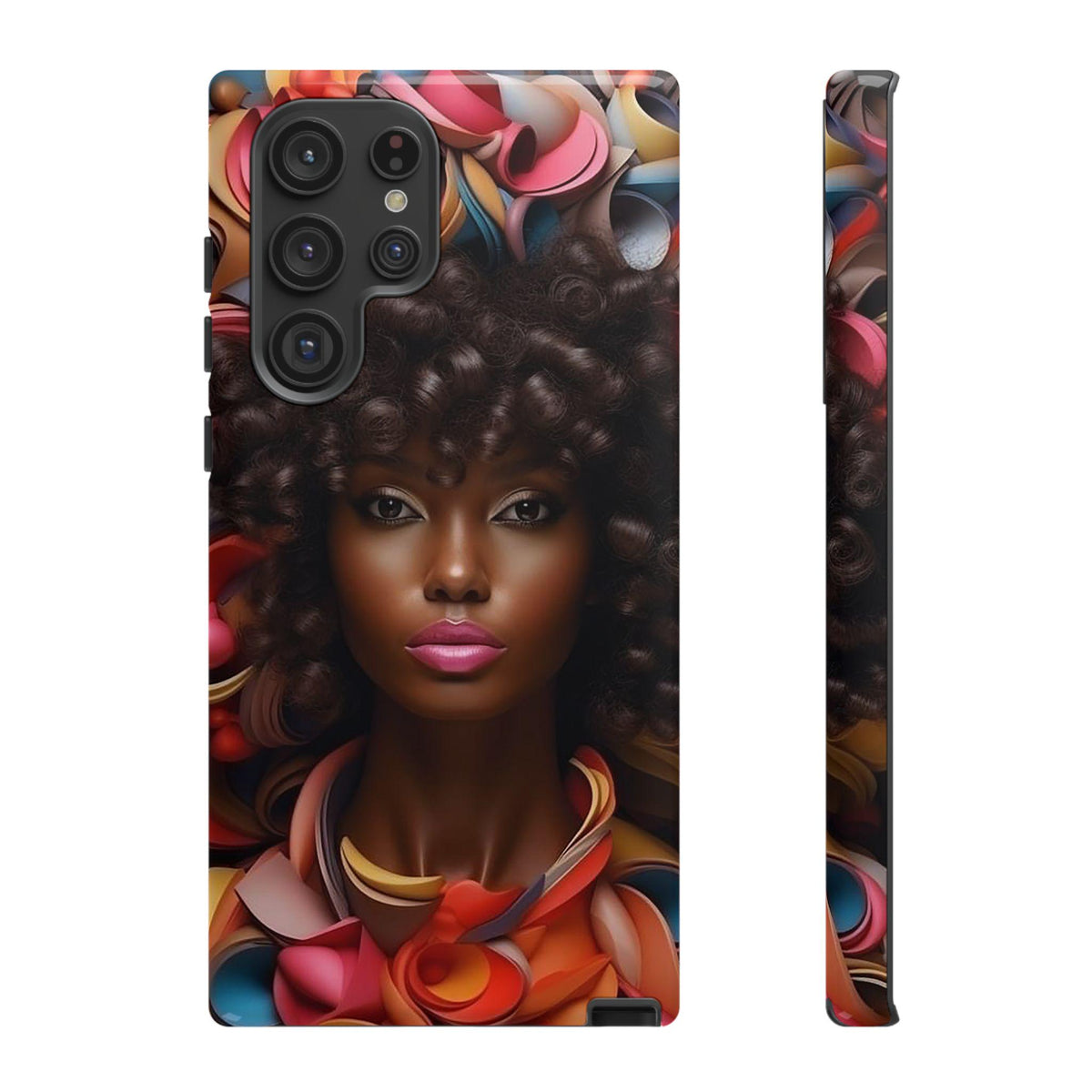 Samsung Galaxy S22 Samsung Galaxy S22 Plus Samsung Galaxy S22 Ultra Tough Case African American Woman Black Women Flowers Red Yellow Orange