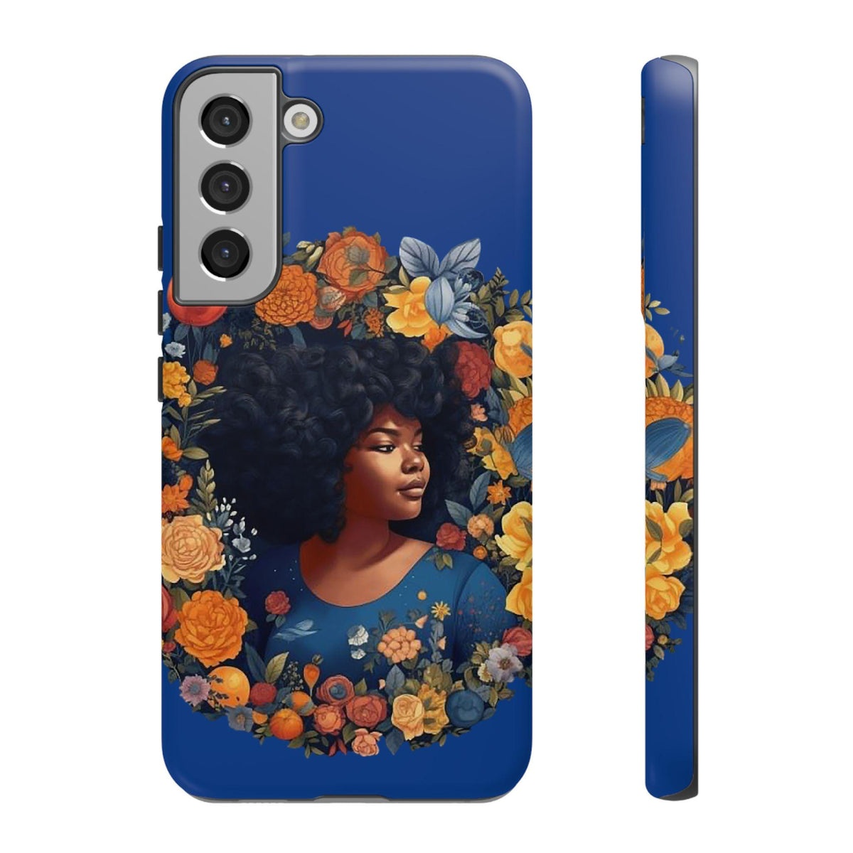 Samsung Galaxy S22 Samsung Galaxy S22 Plus Samsung Galaxy S22 Ultra Tough Case African American Black Women Flower Wreath Blue Green Orange