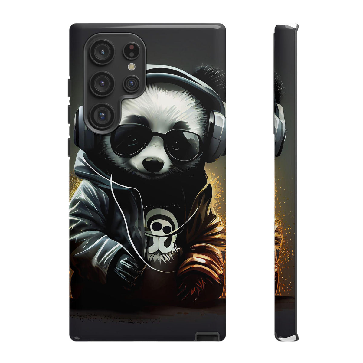 Samsung Galaxy S22 Samsung Galaxy S22 Plus Samsung Galaxy S22 Ultra Tough Case Black White Panda Headphones Audiophile Stereo headset bear