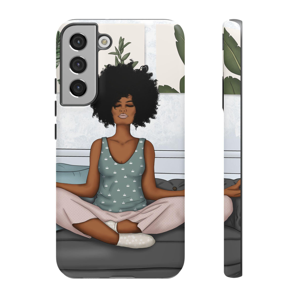Samsung Galaxy S22 Samsung Galaxy S22 Plus Samsung Galaxy S22 Ultra Tough Cases African American Woman Black Woman Yoga Namaste Peace Joy