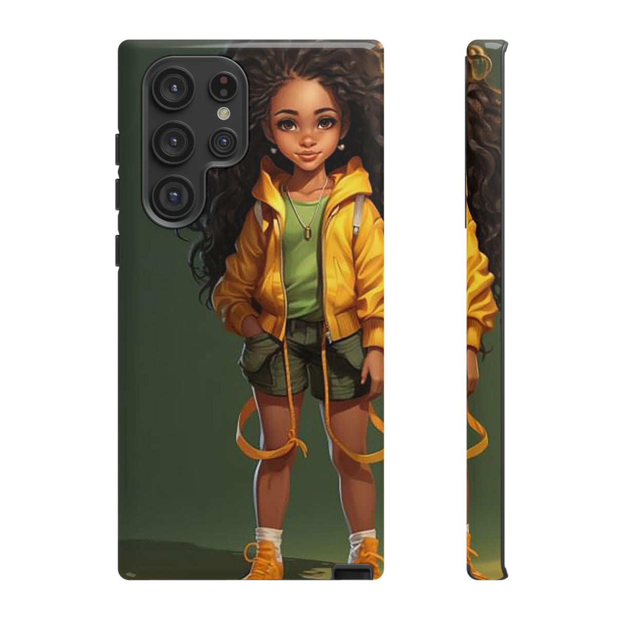 Samsung Galaxy S22 Samsung Galaxy S22 Plus Samsung Galaxy S22 Ultra Tough Case African American Woman Black Yellow Hoodie Yellow Sweatshirt