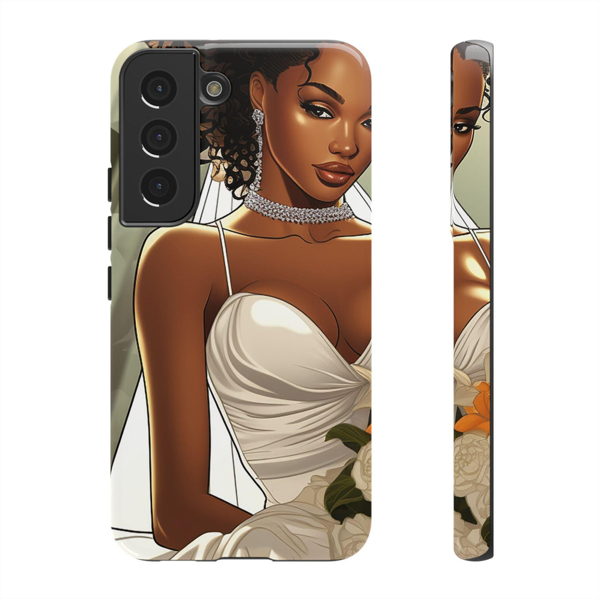 Samsung Galaxy S22 Samsung Galaxy S22 Plus Samsung Galaxy S22 Ultra Tough Case African American Bride Black bride wedding Dress Wedding Gown
