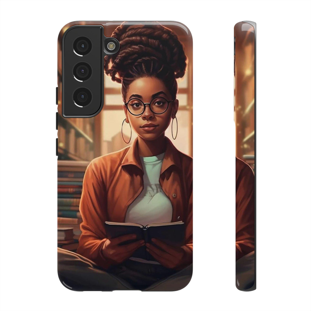 Samsung Galaxy S22 Samsung Galaxy S22 Plus Samsung Galaxy S22 Ultra Tough Cases African American Reader Woman Girl Book Dragon Power Reader