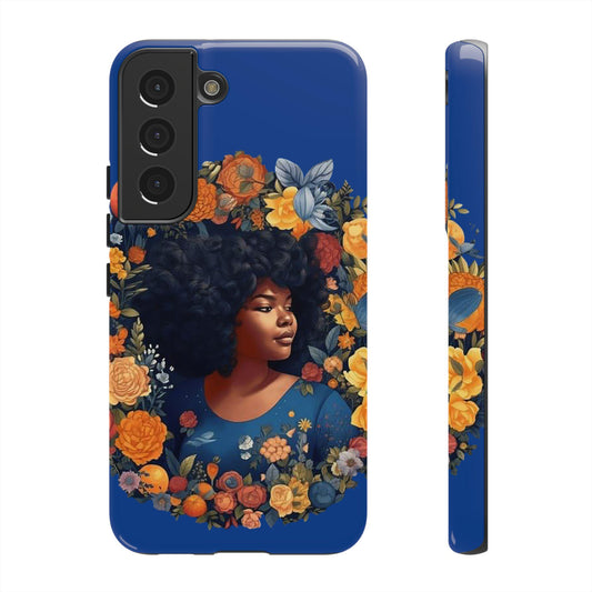 Samsung Galaxy S22 Samsung Galaxy S22 Plus Samsung Galaxy S22 Ultra Tough Case African American Black Women Flower Wreath Blue Green Orange