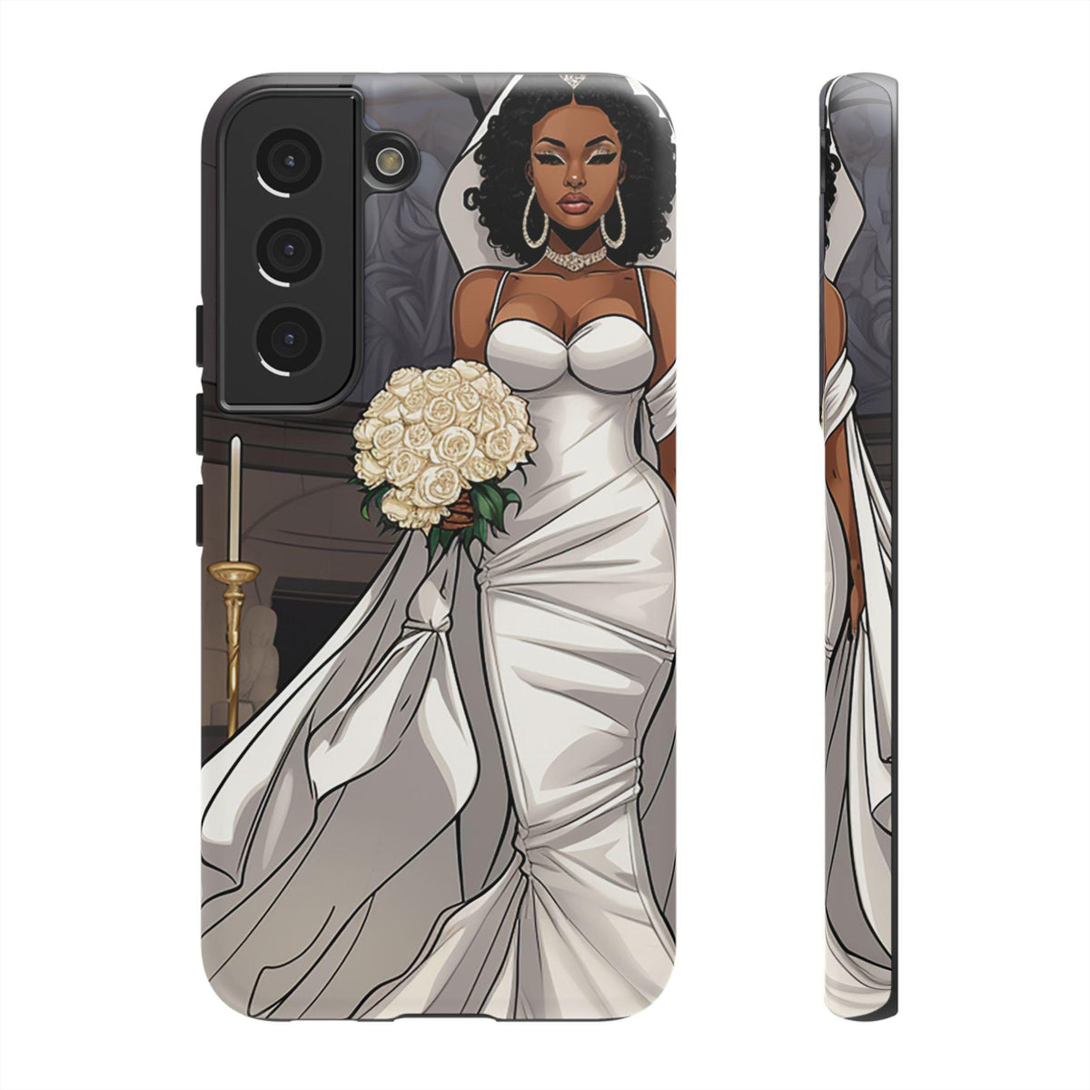 Samsung Galaxy S22 Samsung Galaxy S22 Plus Samsung Galaxy S22 Ultra Tough Case African American Bride Black bride wedding Dress Wedding Gown