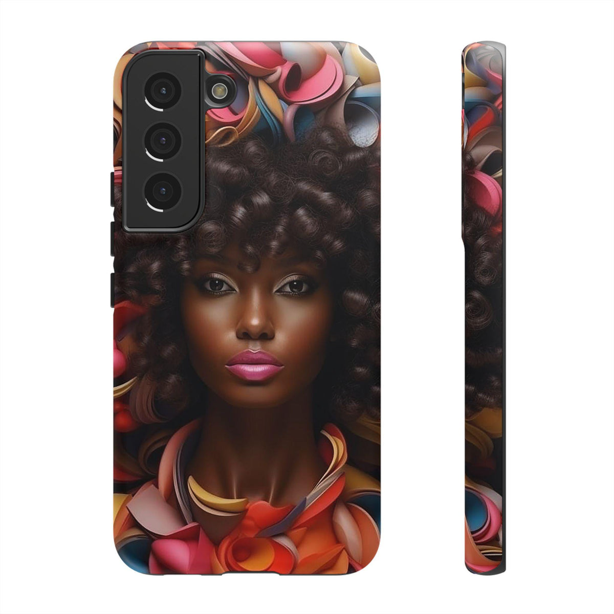 Samsung Galaxy S22 Samsung Galaxy S22 Plus Samsung Galaxy S22 Ultra Tough Case African American Woman Black Women Flowers Red Yellow Orange