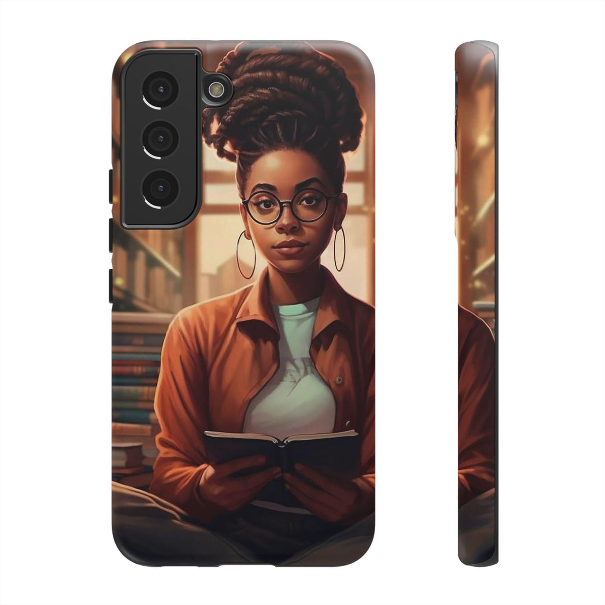 Samsung Galaxy S22 Samsung Galaxy S22 Plus Samsung Galaxy S22 Ultra Tough Cases African American Reader Woman Girl Book Dragon Power Reader