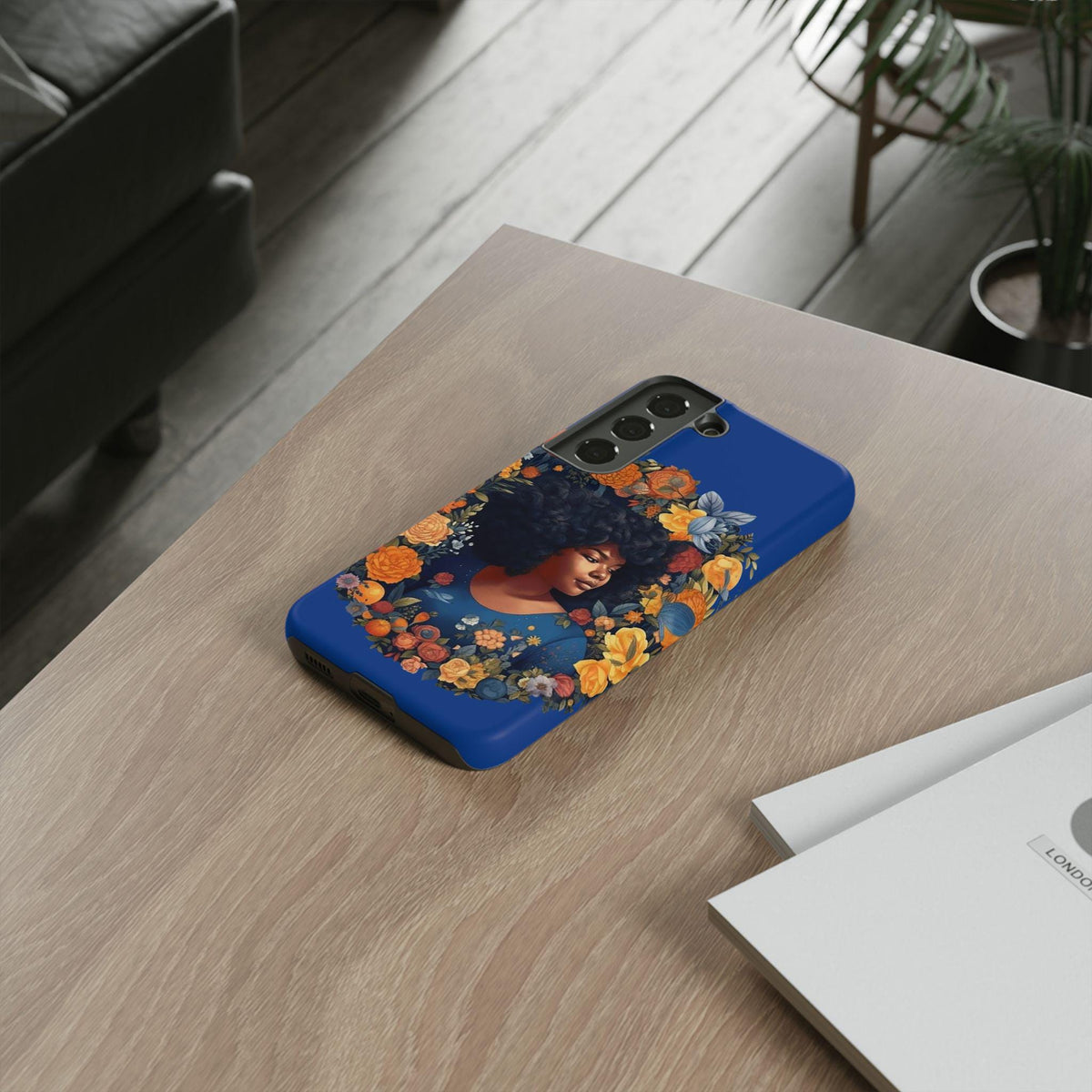Samsung Galaxy S22 Samsung Galaxy S22 Plus Samsung Galaxy S22 Ultra Tough Case African American Black Women Flower Wreath Blue Green Orange