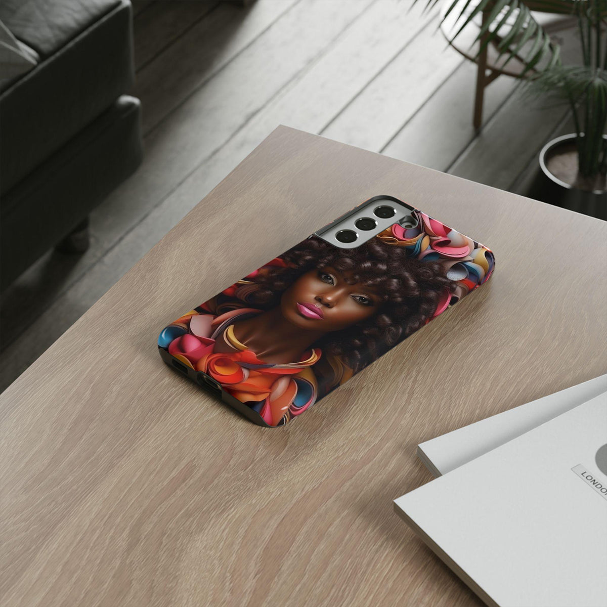 Samsung Galaxy S22 Samsung Galaxy S22 Plus Samsung Galaxy S22 Ultra Tough Case African American Woman Black Women Flowers Red Yellow Orange
