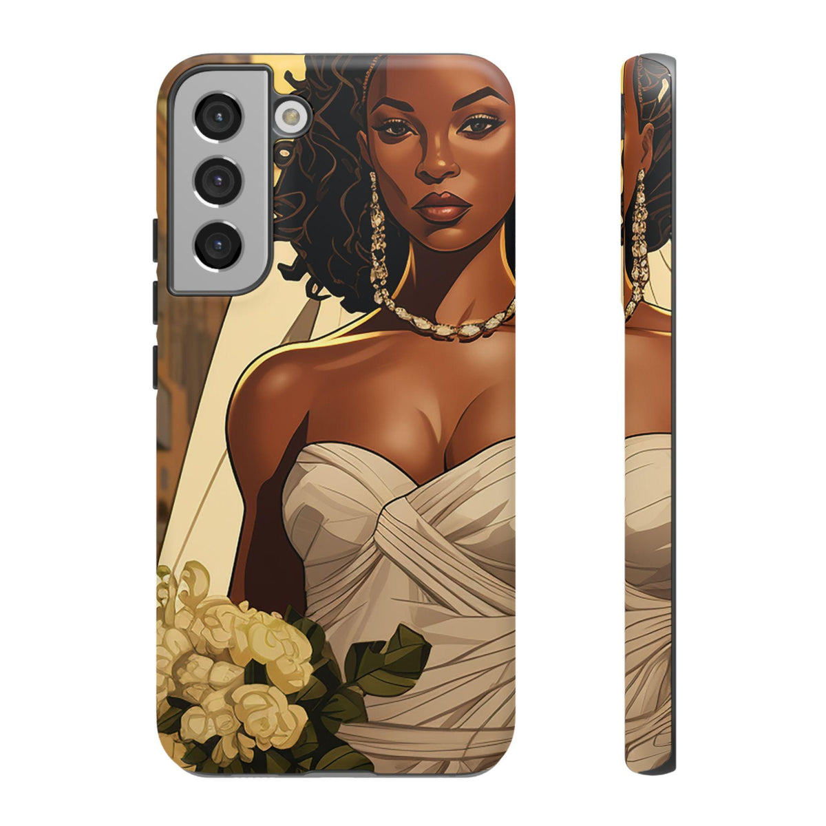 Samsung Galaxy S22 Samsung Galaxy S22 Plus Samsung Galaxy S22 Ultra Tough Case African American Bride Black bride wedding Dress Wedding Gown