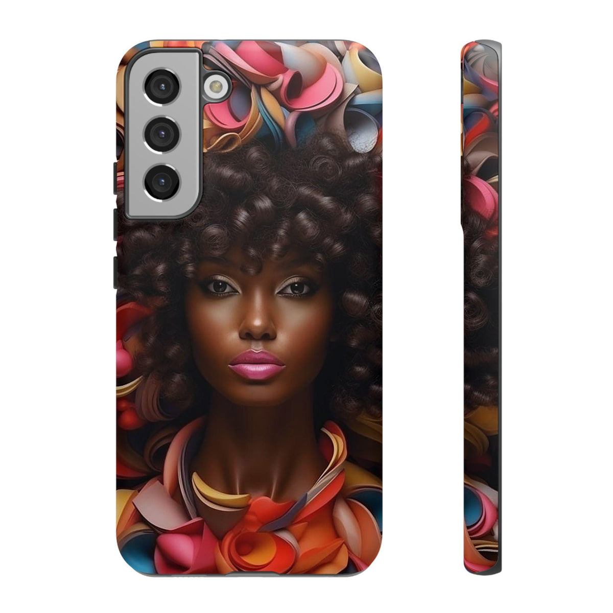 Samsung Galaxy S22 Samsung Galaxy S22 Plus Samsung Galaxy S22 Ultra Tough Case African American Woman Black Women Flowers Red Yellow Orange